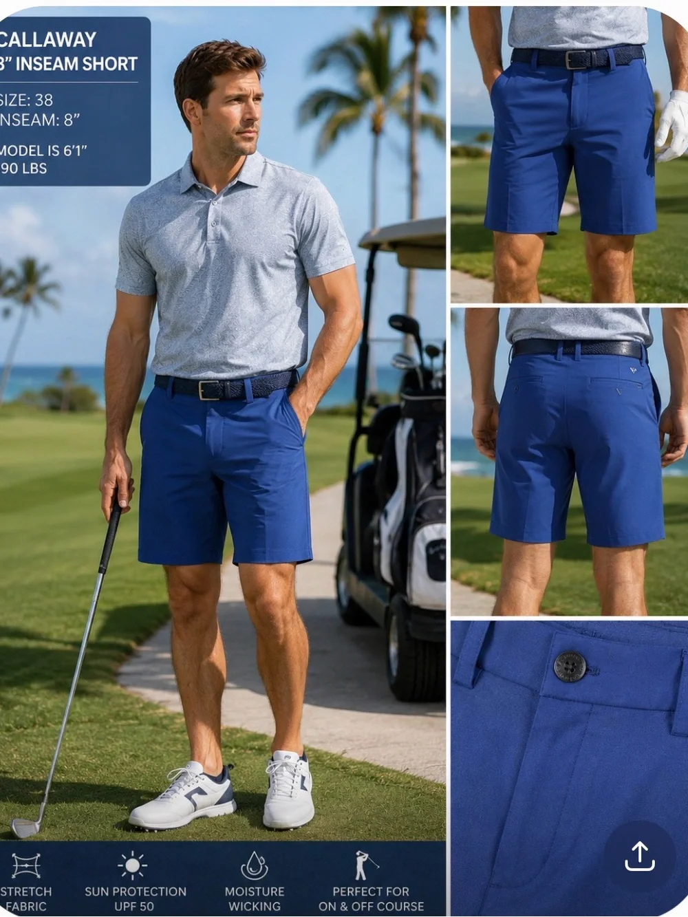 Callaway Men's Golf Shorts in Royal Blue